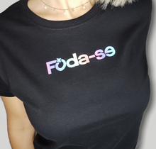 Carregar imagem no visualizador da galeria, T-Shirt noir femme ou homme Foda-se color réfléchissant