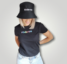 Carregar imagem no visualizador da galeria, T-Shirt noir femme ou homme Foda-se color réfléchissant