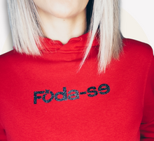 Carregar imagem no visualizador da galeria, Hoodie mixte "Foda-se" Rouge logo noir pailleté