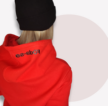 Carregar imagem no visualizador da galeria, Hoodie mixte "Foda-se" Rouge logo noir pailleté